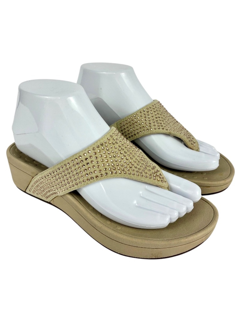 Vionic Naples Champagne Sandals 6 Thong Flip Flips Shoes Platform Rhinestone